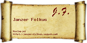 Janzer Folkus névjegykártya